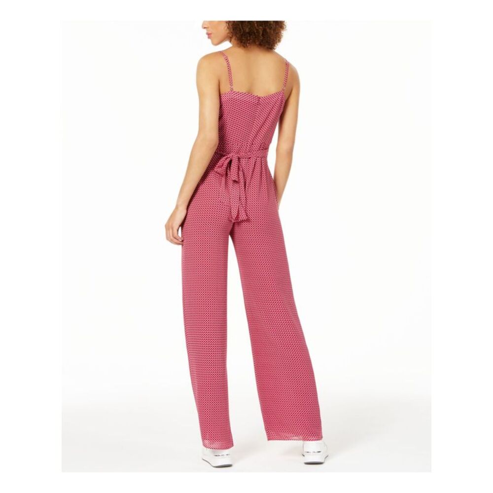 MICHAEL MICHAEL KORS Womens Pink Spaghetti Strap V Neck Wide Leg Jumpsuit XXS - Picture 2 of 4